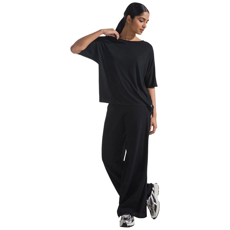 T-shirt fluida in viscosa nero da donna Deha | D4229010009